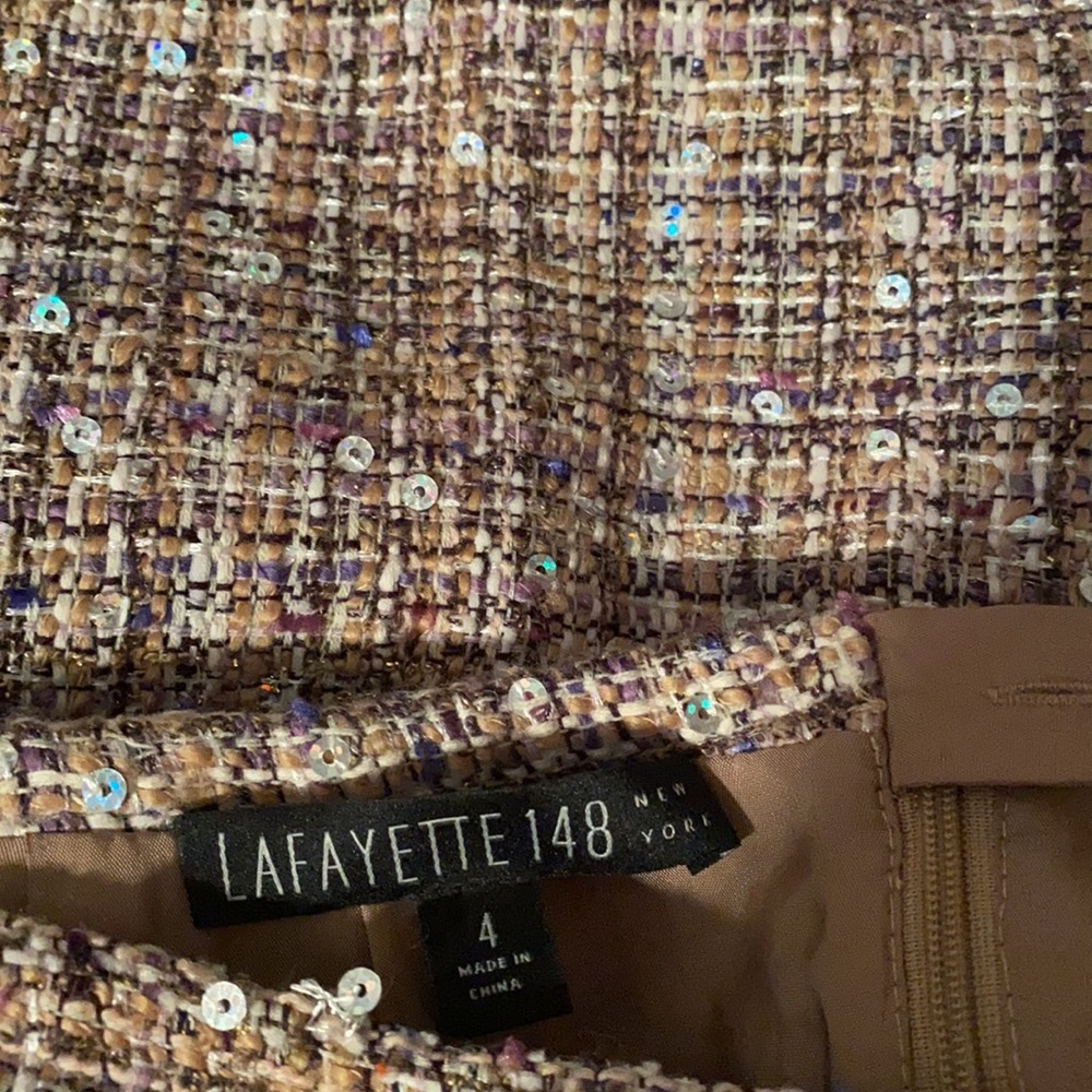Lafayette148 wool pencil skirt, beaded sequence
